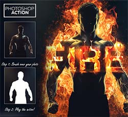 极品PS动作－烈火焚身(2016新版)：Fire Effect - Photoshop Action